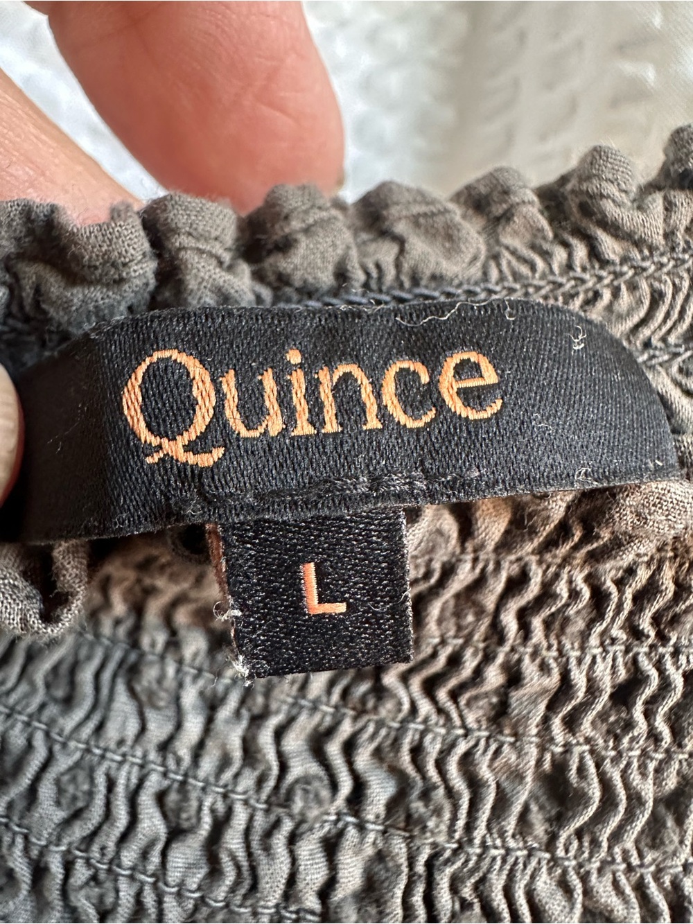 Quince Olive Green Midi Dress with Smocked Neckline - Picture 4 of 5
